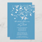 ブルーラモダンブバードブライダルシャワー招待 招待状 (正面/裏面)