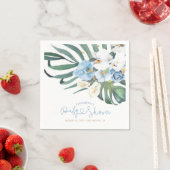 ブルーランとパーム離れトロピカルエレガント スタンダードカクテルナプキン (インサイチュ)