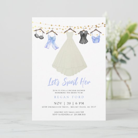 ブルーランジェリーパーティの招待状結婚とドレス 招待状 (スタンド正面)