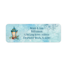 ブルーランタンアイボリーキャンドルとピネコーンリターン ラベル