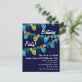 ブルーランタンカラフルバースデーパーティーへの招待 招待状 (スタンド正面)