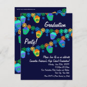 ブルーランタンカラフル卒業式パーティー招待状 招待状 (正面/裏面)
