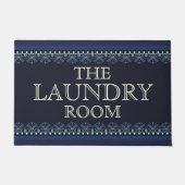 ブルーランドリーパーソナライズされたムルームの看板 ドアマット (正面)