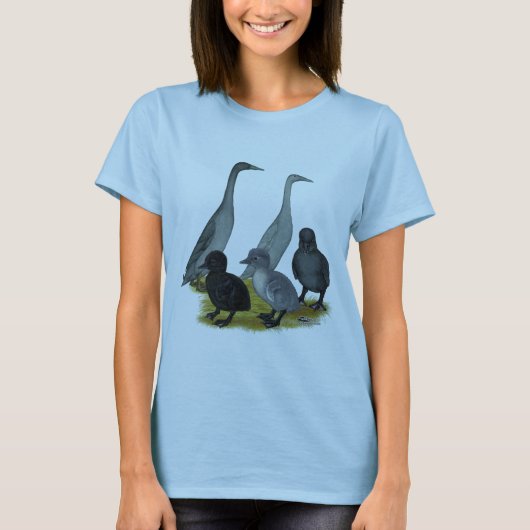 ブルーランナーのアヒルの家族 Tシャツ (正面)