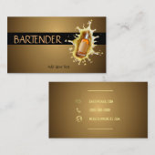 ブルーリキュールボトルスプラッシュバーテンダーバーテンダー 名刺 (正面/裏面)