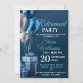 ブルーリタイアメントパーティーバルーンギフト 招待状 (正面)