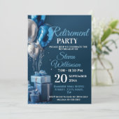 ブルーリタイアメントパーティーバルーンギフト 招待状 (スタンド正面)