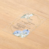 ブルーリッエレガントトルカボチャ男の子ベイビーシャワー アクリル招待状 (レイダウン)