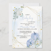 ブルーリッエレガントトルカボチャ男の子ベイビーシャワー 招待状 (正面)