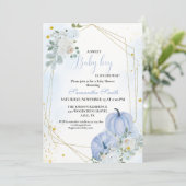 ブルーリッエレガントトルカボチャ男の子ベイビーシャワー 招待状 (スタンド正面)