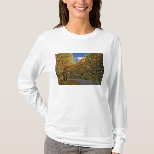 ブルーリッジパークウェイの秋の紅葉 Tシャツ (正面)
