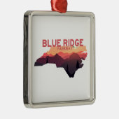 ブルーリッジパークウェイノースカロライナの地図 メタルオーナメント (右)