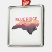 ブルーリッジパークウェイノースカロライナの地図 メタルオーナメント (左)