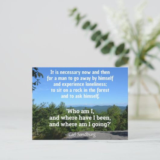 ブルーリッジマウンテンズカールサンブルク引用文 ポストカード (スタンド正面)