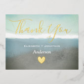 ブルーリッジ山感謝していあなたへ金ゴールド 箔招待状ポストカード (正面)