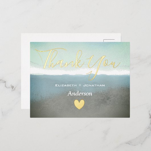 ブルーリッジ山脈 感謝の気持ちを込めて ゴールド 箔招待状ポストカード (正面/裏面)