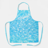 ブルーリップル水質感モダンシック名前をカスタムする エプロン (正面)