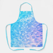 ブルーリップル水質感モダンシック名前をカスタムする エプロン (正面)