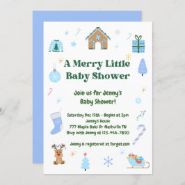 ブルーリッメリートルベビーシャワーボーイ招待状 招待状