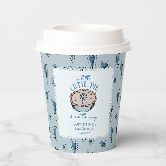 ブルーリトルかわいこちゃんパイ秋男の赤ちゃんシャワー 紙コップ (裏面)