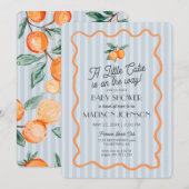 ブルーリトルかわいこちゃんパステルシトラステーマベビーシャワー 招待状 (正面/裏面)