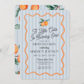 ブルーリトルかわいこちゃんパステルシトラステーマ誕生日 招待状 (正面/裏面)