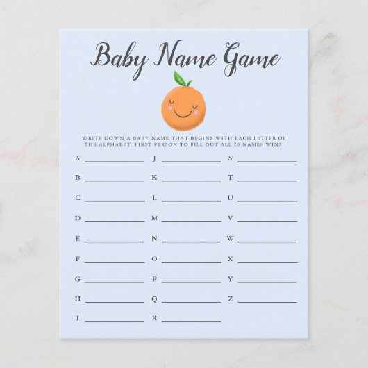 ブルーリトルかわいこちゃんベビー名シャワーゲーム (正面)