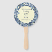 ブルーリトルイエローウォーター色フローラバタフライ結婚ズ ハンドファン (正面)