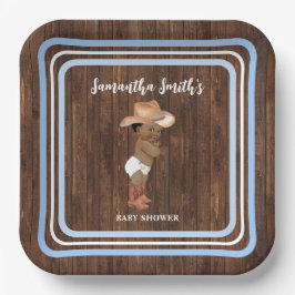 ブルーリトルオウムカウボーイウェスタンベビーシャワー ペーパープレート