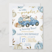 ブルーリトルカボキントラックファーム誕生日ボーイ 招待状 (正面)