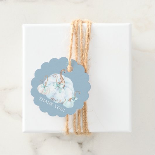 ブルーリトルカボチャありがとう赤ちゃんシャワーのお願い フェイバータグ (インサイチュ)