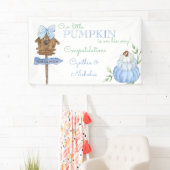 ブルーリトルカボチャパッチ少年ベイビーシャワー 横断幕 (インサイチュ)