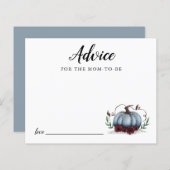 ブルーリトルカボチャベビーシャワーアドバイスカード (正面/裏面)