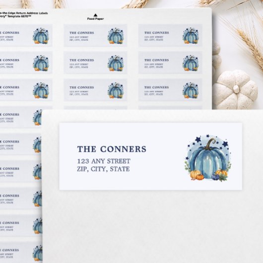 ブルーリトルカボチャ少年ベビーシャワー差出人住所 ラベル