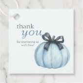 ブルーリトルカボチャ水玉模様ベビーシャワー感謝してい フェイバータグ (正面)