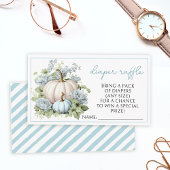 ブルーリトルカボチャ男の子の赤ちゃんシャワーおむつラッフル エンクロージャーカード