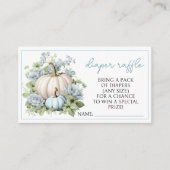 ブルーリトルカボチャ男の子の赤ちゃんシャワーおむつラッフル エンクロージャーカード (正面)