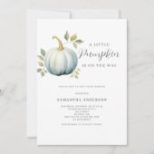 ブルーリトルカボチャ男の子ベイビーシャワー 招待状 (正面)