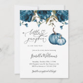 ブルーリトルカボチャ男の素朴子の赤ちゃんシャワー 招待状 (正面)