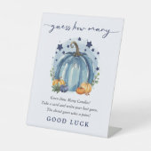 ブルーリトルカボチャ男の赤ちゃんシャワーゲイト数 台座サイン (正面)