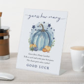 ブルーリトルカボチャ男の赤ちゃんシャワーゲイト数 台座サイン (インサイチュ)