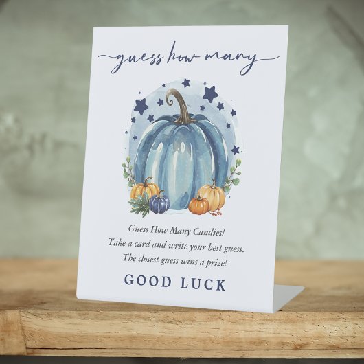 ブルーリトルカボチャ男の赤ちゃんシャワーゲイト数 台座サイン