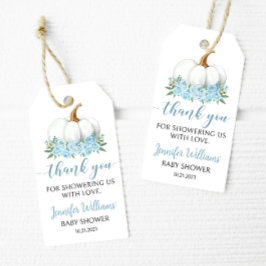 ブルーリトルカボチャ男の赤ちゃんシャワー感謝していユーラベル ギフトタグ