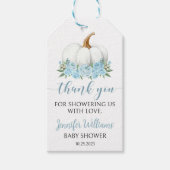 ブルーリトルカボチャ男の赤ちゃんシャワー感謝していユーラベル ギフトタグ (正面)