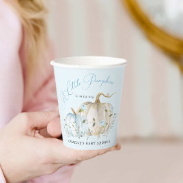 ブルーリトルカボチャ秋ボーイベビーシャワー 紙コップ