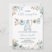 ブルーリトルカボチャ秋秋ベビーシャワー 招待状 (正面)