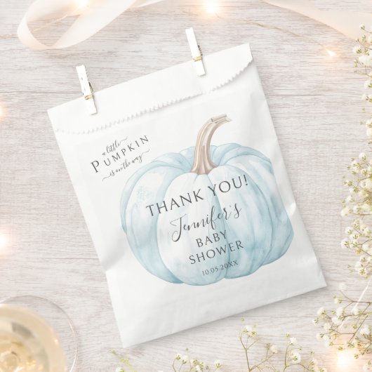 ブルーリトルカボチャ秋秋男の赤ちゃんシャワー フェイバーバッグ (クリップ留めされた状態)