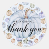 ブルーリトルカボチャ赤ちゃんシャワーありがとう ラウンドシール (正面)