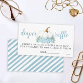 ブルーリトルカボチャ赤ちゃんシャワーおむつラッフルカード エンクロージャーカード