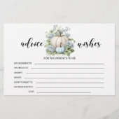 ブルーリトルカボチャ赤ちゃんシャワーアドバイスウィッシュカード 便箋 (正面)